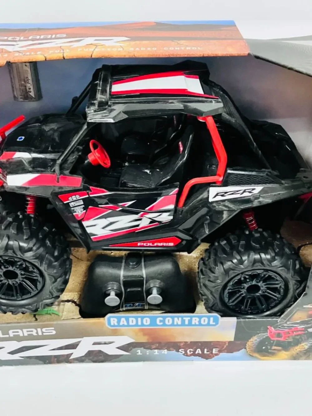 Polaris RZR 1:14 Scale Remote Control Off-Road Vehicle Black and Red Color